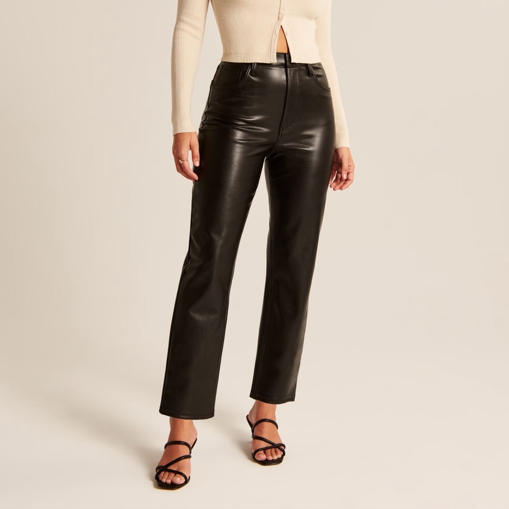 Abercrombie Curve Love Vegan Leather Ankle Straight Pant - NWT